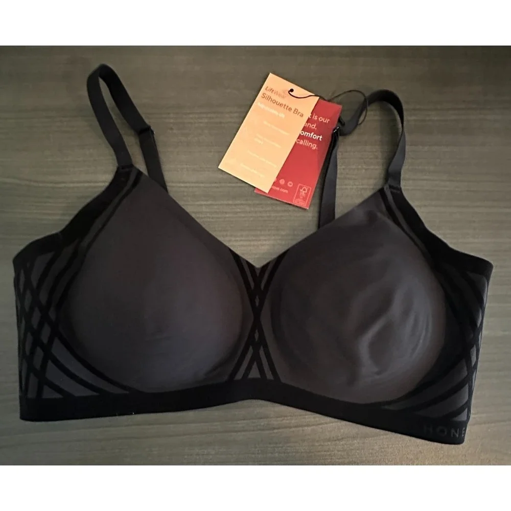Honeylove LiftWear Silhouette Bra Wireless Black Adjustable Lift 2X NWT